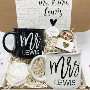 Engagement Gifts for Couple with Coffee Mugs, Couples Engagement Gift Box For Bride & Groom, Future Mr and Mrs Gift Set -EGFC001D