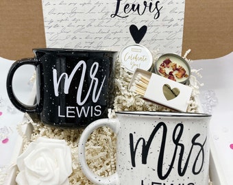 Engagement Gifts for Couple with Coffee Mugs, Couples Engagement Gift Box For Bride & Groom, Future Mr and Mrs Gift Set -EGFC001D