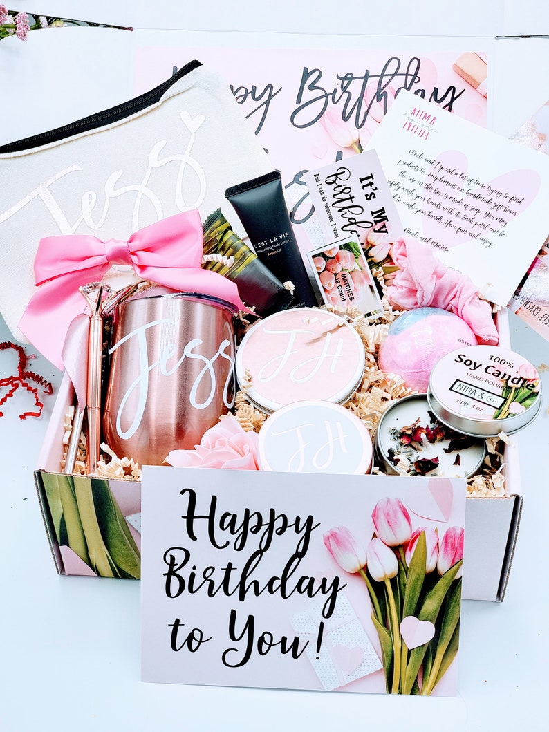 Happy Birthday Gift Box for Her With Wine Tumbler Spa Etsy