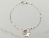 Sterling Silver Large Disc Bracelet Personalised Initial Bracelet Custom made Silver Disc Bracelet Hammered Jewellery Letter Disc