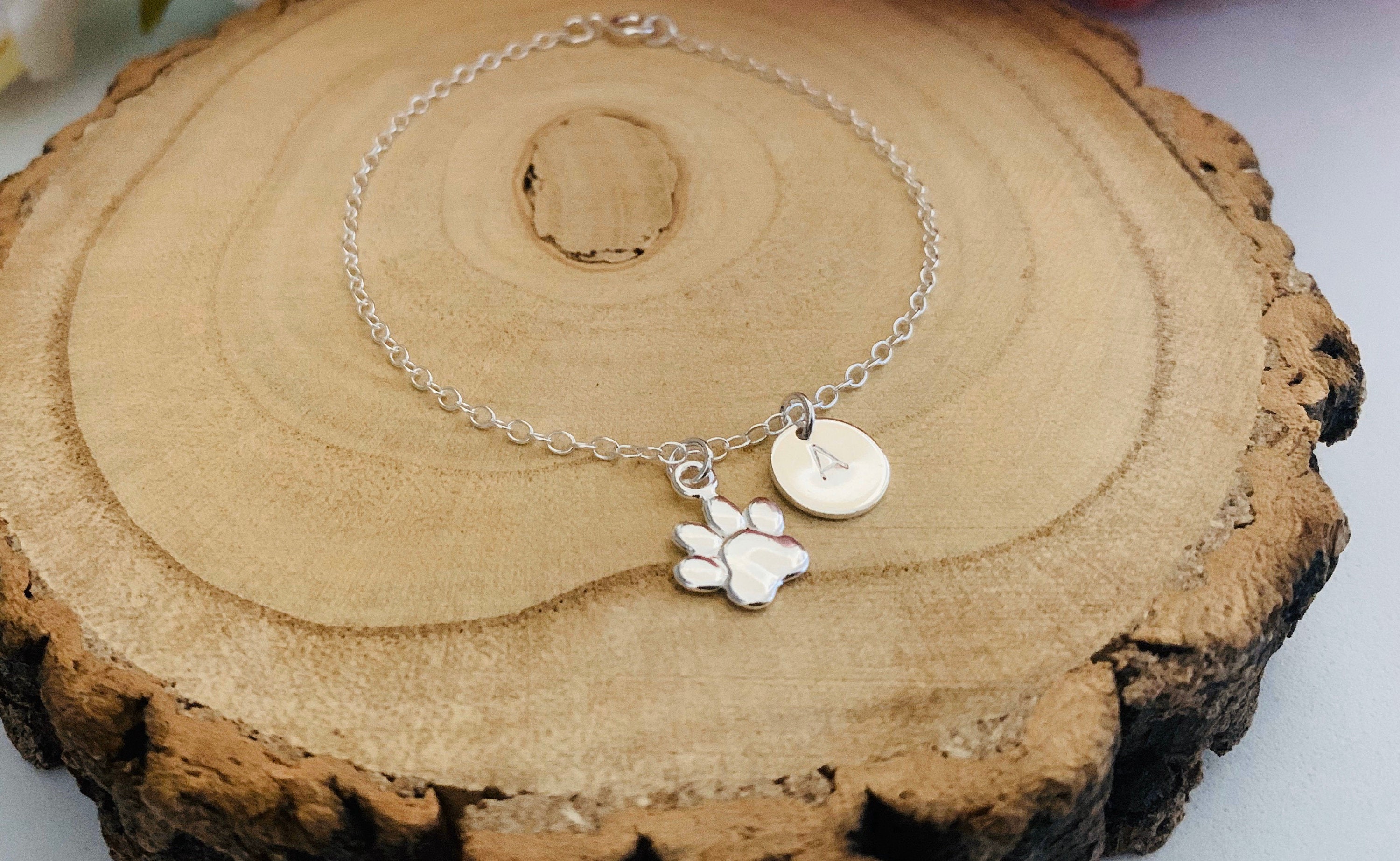 Silver Paw Bracelet Sterling Silver Dog Charm Bracelet Paw Etsy