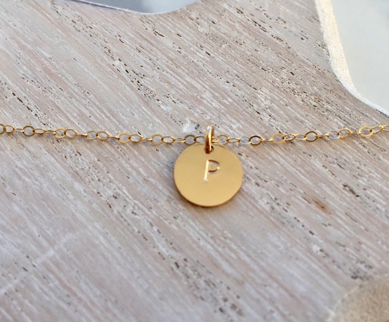 Gold Initial Bracelet Personalized Bridesmaid Gift Hand Stamped Gold Disc Bracelet Personalised Bracelet Custom made jewellery