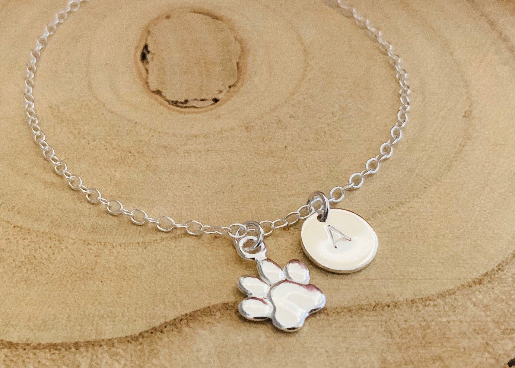 Sterling Silver Paw Bracelet Sterling Silver Dog Charm Etsy