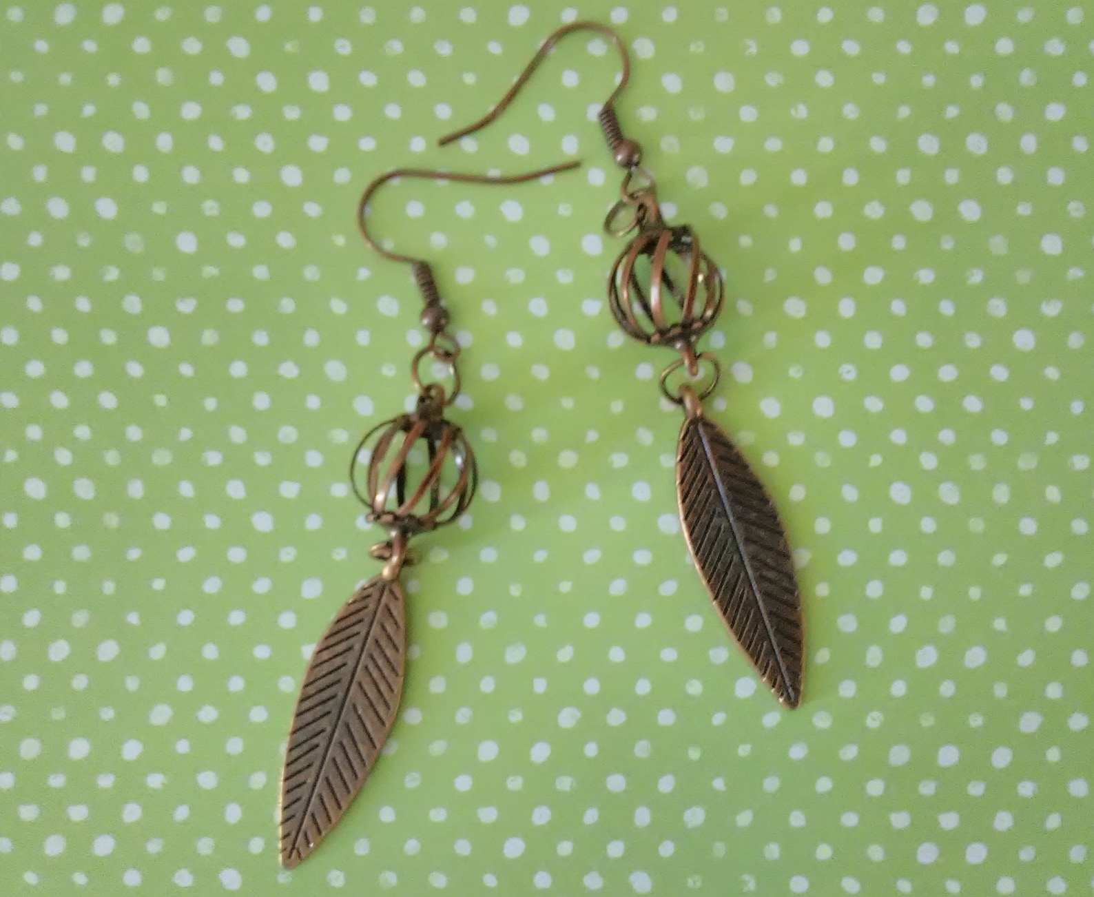 Bronze Metal Drop Earrings, Bronze Metal Dangle Earrings, Bronze