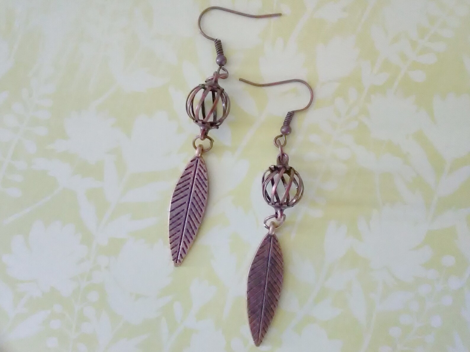 Bronze Metal Drop Earrings, Bronze Metal Dangle Earrings, Bronze