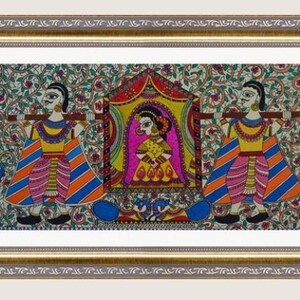 Doli Kahar,MadhubaniPainting Farewell,indianart,FolkWallArt, HomeDecor,House Warming Gift, Ethnic, handmade,mithilaart, colourful image 2