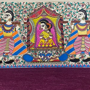 Doli Kahar,MadhubaniPainting Farewell,indianart,FolkWallArt, HomeDecor,House Warming Gift, Ethnic, handmade,mithilaart, colourful image 3