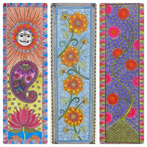 Handmade Madhubani Painting, Sun Peacock Flowers,Traditional Art, Folk Art, Bridesmaid Gift, Home Decor Christmas  gift, Single or set