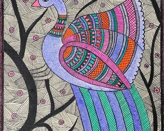 Peacock Madhubani Digital Print