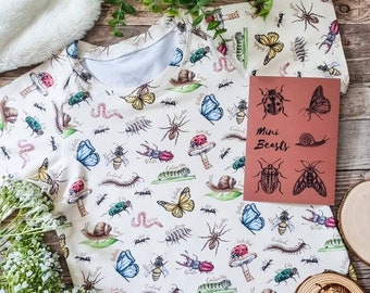 T-shirt à manches courtes pour enfant, T-shirt à imprimé d'insectes, Haut pour enfant, Sexe neutre, Papillon, Araignée, Imprimé chenille, C'est une vie d'insectes, Créatures