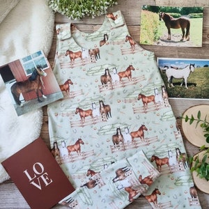 Pony Romper, Horses, Equestrian Stretch Jersey Romper, Baby Toddler Romper, Custom Design, Unisex Print