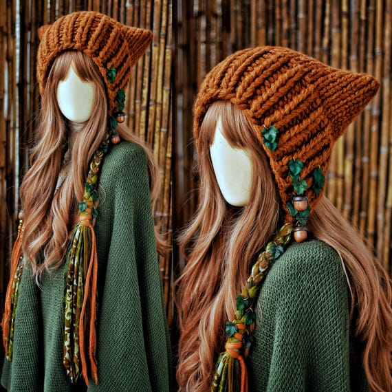 帽子 24AW LOOP YARN SHAGGY CAT EAR KNIT CAP KNITTING PATTERN Kitty Hat - Etsy