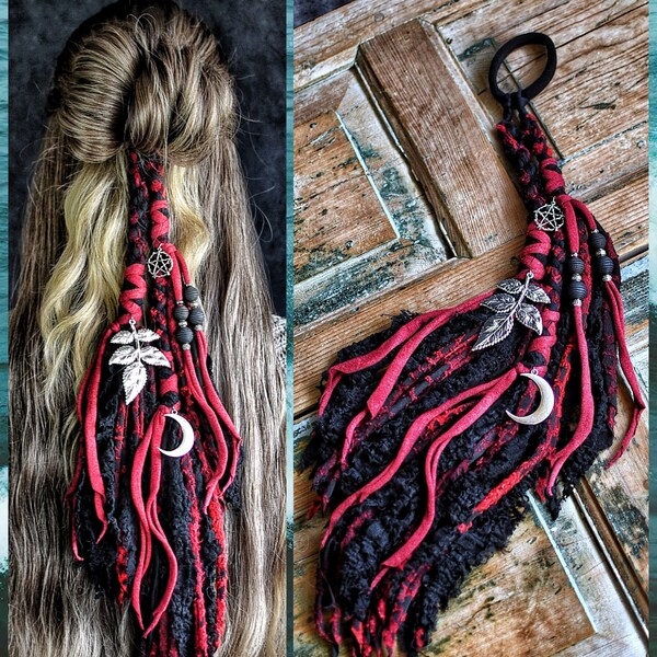 Red and black hairwraps set of two