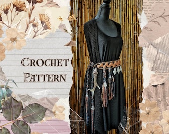 Boho Belt Crochet Pattern, Chunky Belt with Braids & Charms, Woodland Witchy Belt, PDF Pattern
