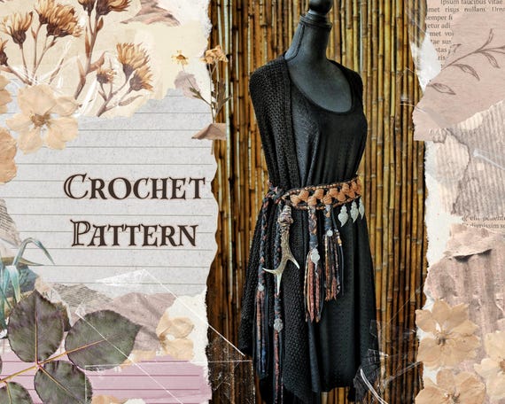 Boho Belt Crochet Pattern, Chunky Belt with Braids & Charms, Woodland Witchy Belt, PDF Pattern