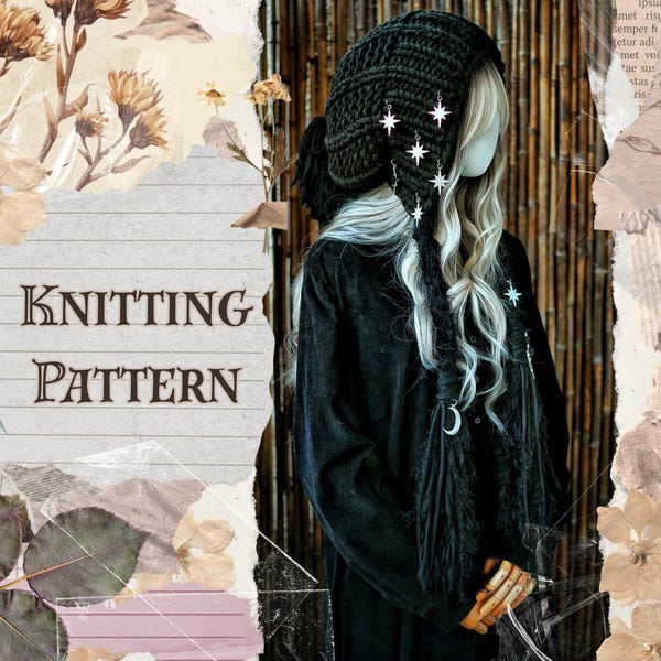 KNITTING PATTERN slouchy hat with pom pom