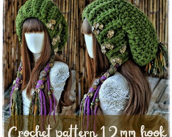 Slouchy Beanie Hat, Crocheted Slouchy Hat,woodland Colors 