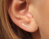 Gold ear crawler, 14 k gold filled, Smooth ear climbers, Dainty gold earrings, ear crawler earrings, Ear sweep, Gift for her