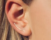 Ear crawler, 14 k filled gold earrings, Minimalist ear climbers, Dainty gold climber, ear crawler earrings, Ear sweep, ship next day