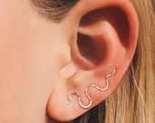 Snake Ear climber, 14 k gold filled serpent piercing, Snake ear crawler, Dainty ear climbers, Gold snake, Gift for her