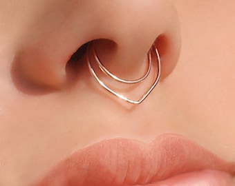 Layered Septum Clicker Cartilage Earring 16 Gauge Septum Ring Surgical Steel Hinged Septum Ring Double Septum Ring Multiple Colours