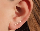 Gold ear climber, 14 k gold earrings, Smooth ear climbers, Dainty gold earrings, ear crawler earrings, Ear sweep, Gift for her