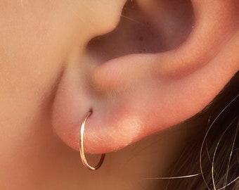 Ear Gold Hoop, Seamless Piercing Ring, Helix Piercing Ring, Nose Piercing Ring, Septum 10mm Ring, Seamless Piercing, Conch Piercing