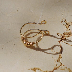 Manchette double conque orbitale, faux piercing supérieur, bijou d'oreille en or 14 carats, sans piercing image 5