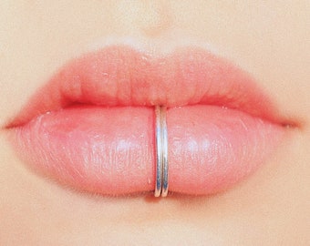 FAKE Lip double ring, Fake piercing, No piercing lip ring, simple lip ring, pretty little lip piercing