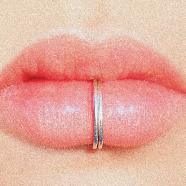 FAKE Lip double ring, Fake piercing, No piercing lip ring, simple lip ring, pretty little lip piercing