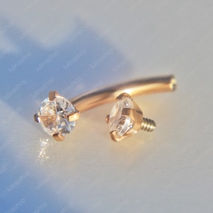 Rose Gold Eyebrow Barbell, 8mm Bar Eyebrow Piercing, Implant Grade Titanium Barbell