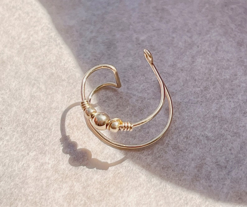 Double Orbital Conch Cuff, Fake Upper Piercing, 14 k Gold Ear Cuff, No Piercing imagem 9