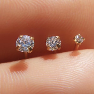 9k Gold Nose Bone Stud: Simulated Diamond Tiny Nose Ring, 9139