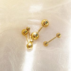 24k gold ball studs, Sterling silver 2 side ball stud earrings, Gold plated tiny ball earrings, 9414G
