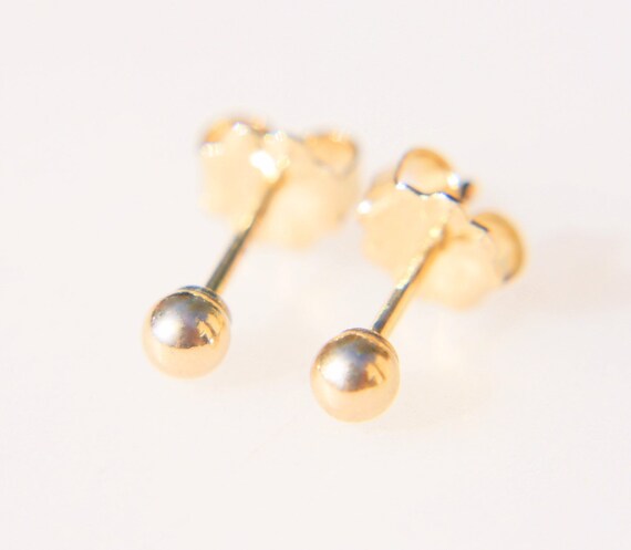 Gold ball stud earrings Tiny gold studs 14k gold filled | Etsy