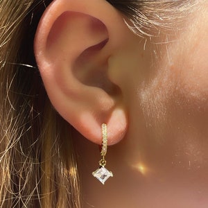 Gold Diamond Huggie Earrings: 18k Gold Plated Sterling Silver