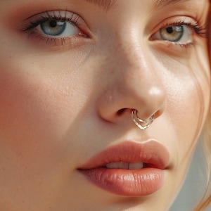 Septum ring double, Rose gold piercings, double septum jewelry, Gold septum ring, 14 k gold filled nose ring