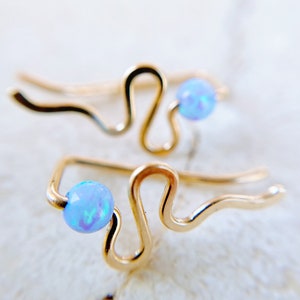 Opal snake Ear climber mini, 14 k gold filled, Snake ear crawler, Dainty ear climbers, Fire opal snake image 8