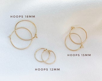 Tiny gold hoop earrings, handmade simple hoops, 14k gold filled day-to earrings, gift for daughter