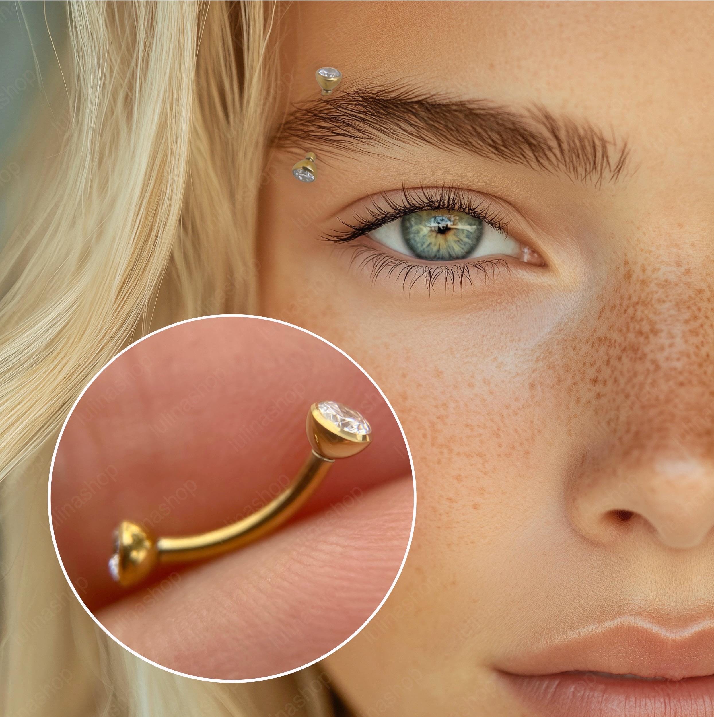 Gold Titanium Eyebrow Barbell: 3mm Diamond, 16 Gauge, 4721 - Etsy, image size:2489x2499