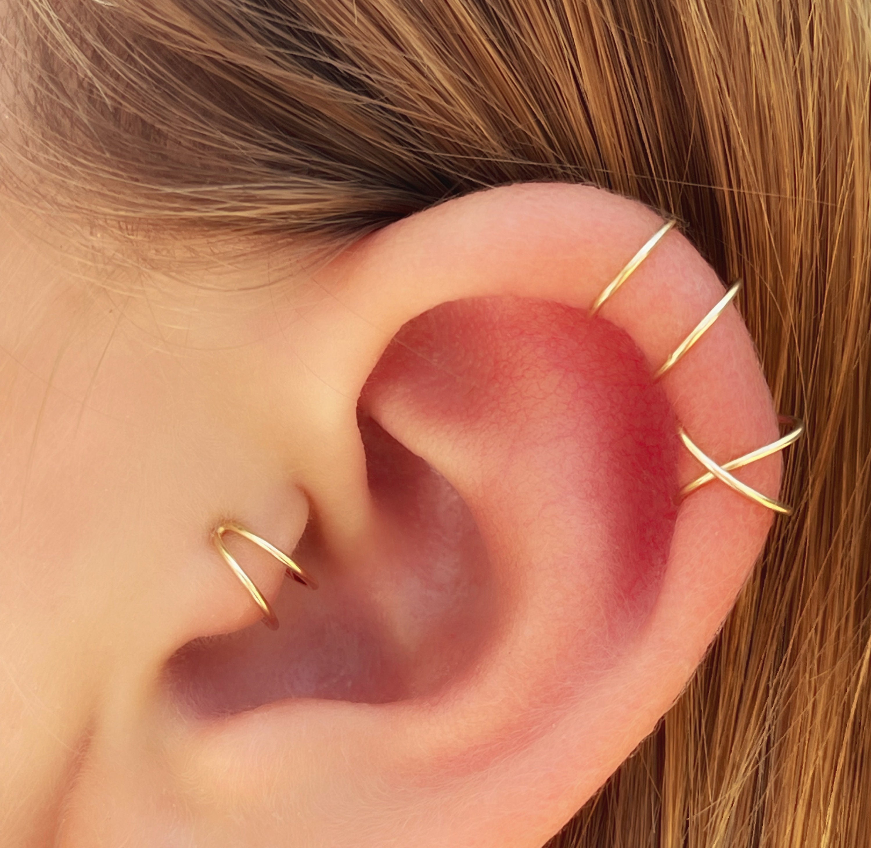  Gold Ear Cuff Earring Criss Cross Style for Orbital