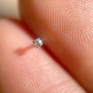 Tiny Simulated Diamond 9k Solid Gold Nose Stud - 20 Gauge, 8236