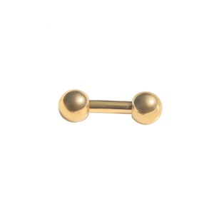 Gold titanium barbell 4mm, 6mm bar length, 16 gauge, PVD titanium, Short barbell