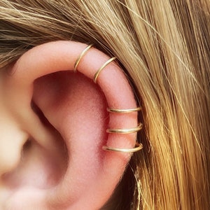 Double Triple earcuff set, Gold ear wrap earrings, helix faux piercing, Black Friday sale
