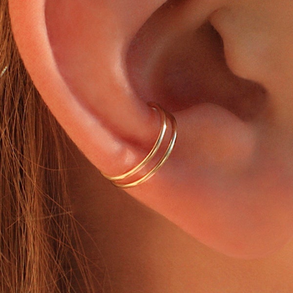 Delicate Fake Piercing Conch Cuff, Gold Ear Wrap, Minimalist Ear Cuff, Fake Conch Earring