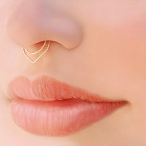 FAKE Septum ring, Nose piercing imitation, double septum jewelry, Gold septum piercing, fake nose ring,  Fast shipping