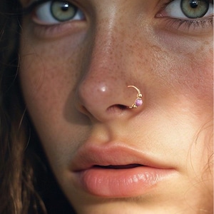 Opal nose ring, 21 gauge nose piercing, Solid gold fire opal piercing, cartilage, tragus, helix, daith piercing