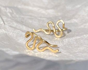 Snake Ear climber, Minimalist ear studs, wave earrings, 14 K gold filled or sterling silver earrings, gift for sister