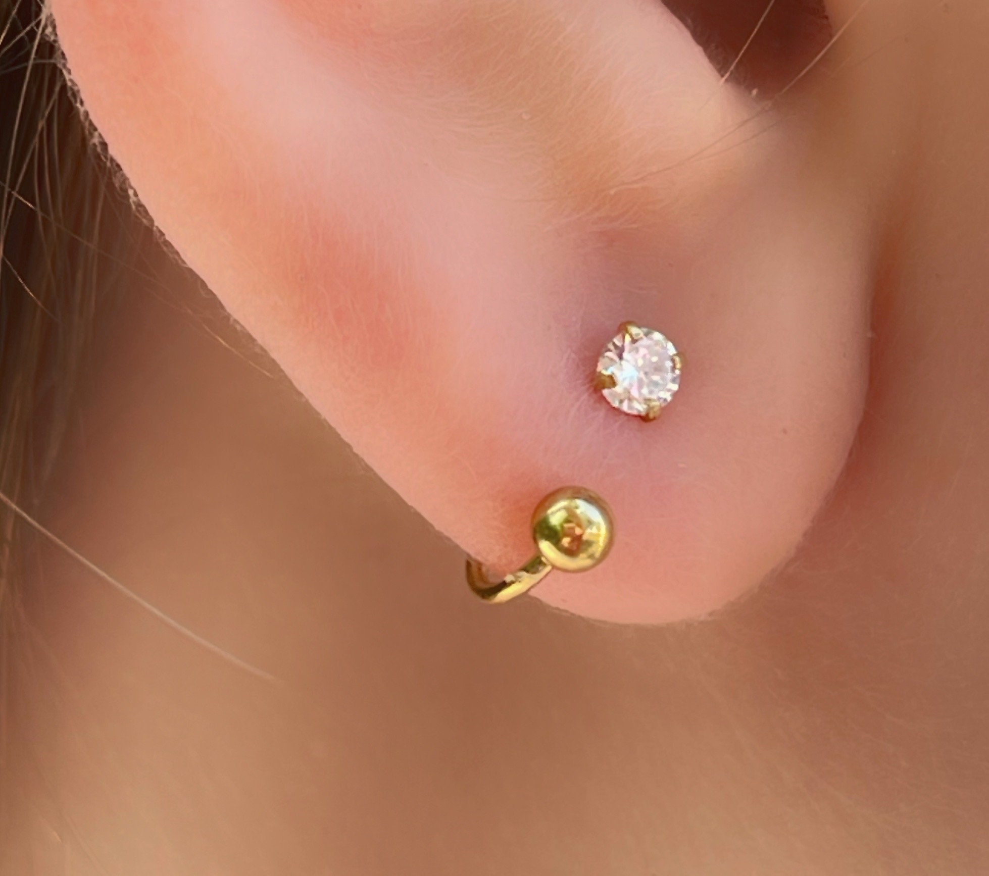 Minimalist Gold Huggie Hoop Earrings: 20 Gauge Sterling Silver Sleepers