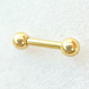 Gold titanium barbell, tiny cartilage piercing, 16 gauge gold barbell, 6mm bar piercing, BARBG6